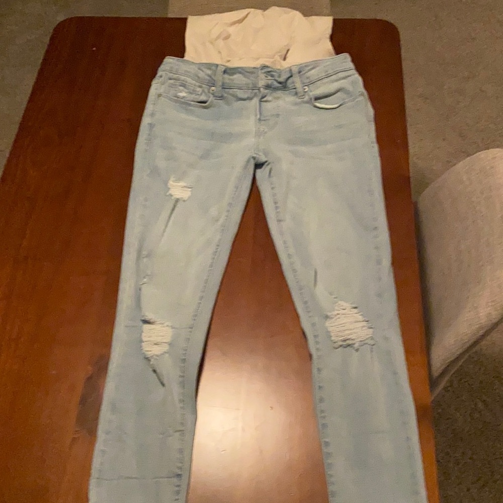 BLANQI DENIM Maternity Belly Support Skinny Jeans in light destroyed size 0